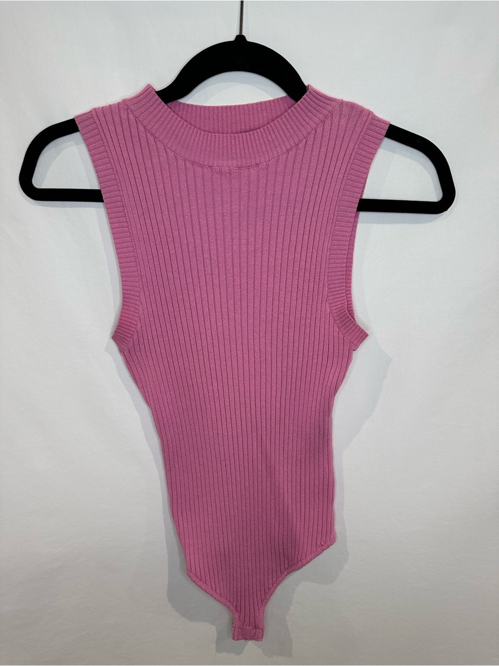 Altar'd State Ribbed Sleeveless Mock Neck Bodysuit - Rose Pink